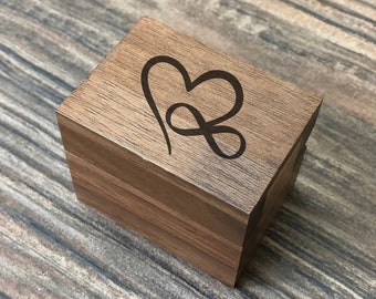 Infinity Heart Laser Engraved Magnetic Wooden Proposal Ring Box | Walnut Wood | Engagement Ring Box | Wedding Band Box