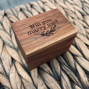 Will You Marry Me Laser Engraved Proposal Ring Box | Handmade Walnut Wood | Engagement Ring - Wedding Ceremony Storage | Custom Proposal Box