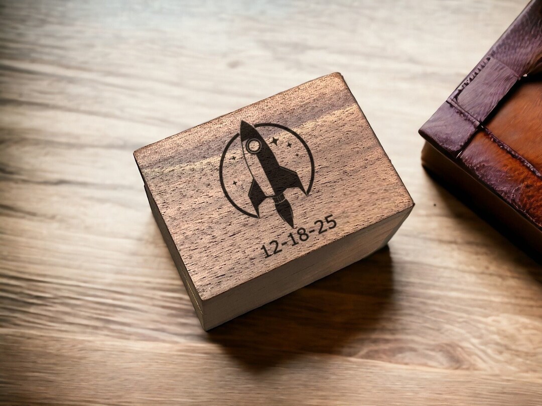 Personalized Rocket Ship Date/initials Engraved Wooden Ring Box Space ...