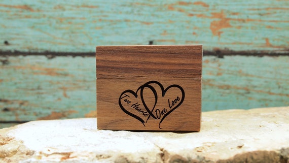 Two Hearts One Love Engraved Women s Wooden Proposal Ring Box