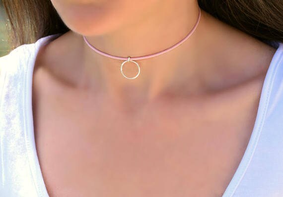 Submissive Day Collar Pink Leather, BDSM Collar, BDSM Day Collar Sub, bdsm-gear for women submissive, Slave Collar, Discreet Day Collar