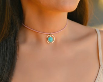 Discreet Day Collar, BDSM Day Collar, Submissive Day Collar Discreet, Submissive bdsm Collar Necklace, Leather Day Collar with Stones