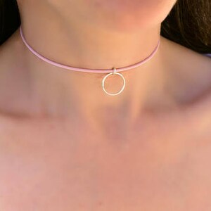 Collar de día sumiso Cuero rosa, Collar BDSM, Collar de día BDSM Sub, bdsm-equipo para mujeres sumisas, Collar de esclavo, Collar de día discreto imagen 2