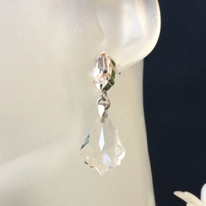 Swarovski Navette and Baroque Crystal Sterling Silver Earrings / Pendientes Plata y Swarovski Transparente corte Navette y Barroco