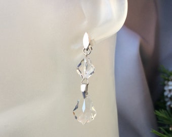 Swarovski  Baroque Transparent Sterling Silver Earrings  /  Pendientes Plata 925 y Cristal Swarovski Transparente barroco