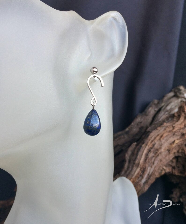 Lapis Lazuli Sterling Silver Earrings / Lapislazuli Plata Pendientes 画像 1