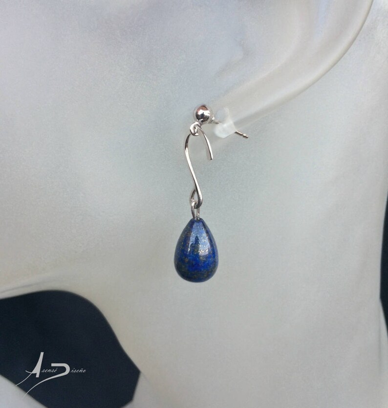 Lapis Lazuli Sterling Silver Earrings / Lapislazuli Plata Pendientes 画像 2