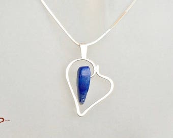 Lapis Lazuli Sterling Silver Heart Pendant / Colgante Corazón Plata 1ª Ley y Lapislázuli