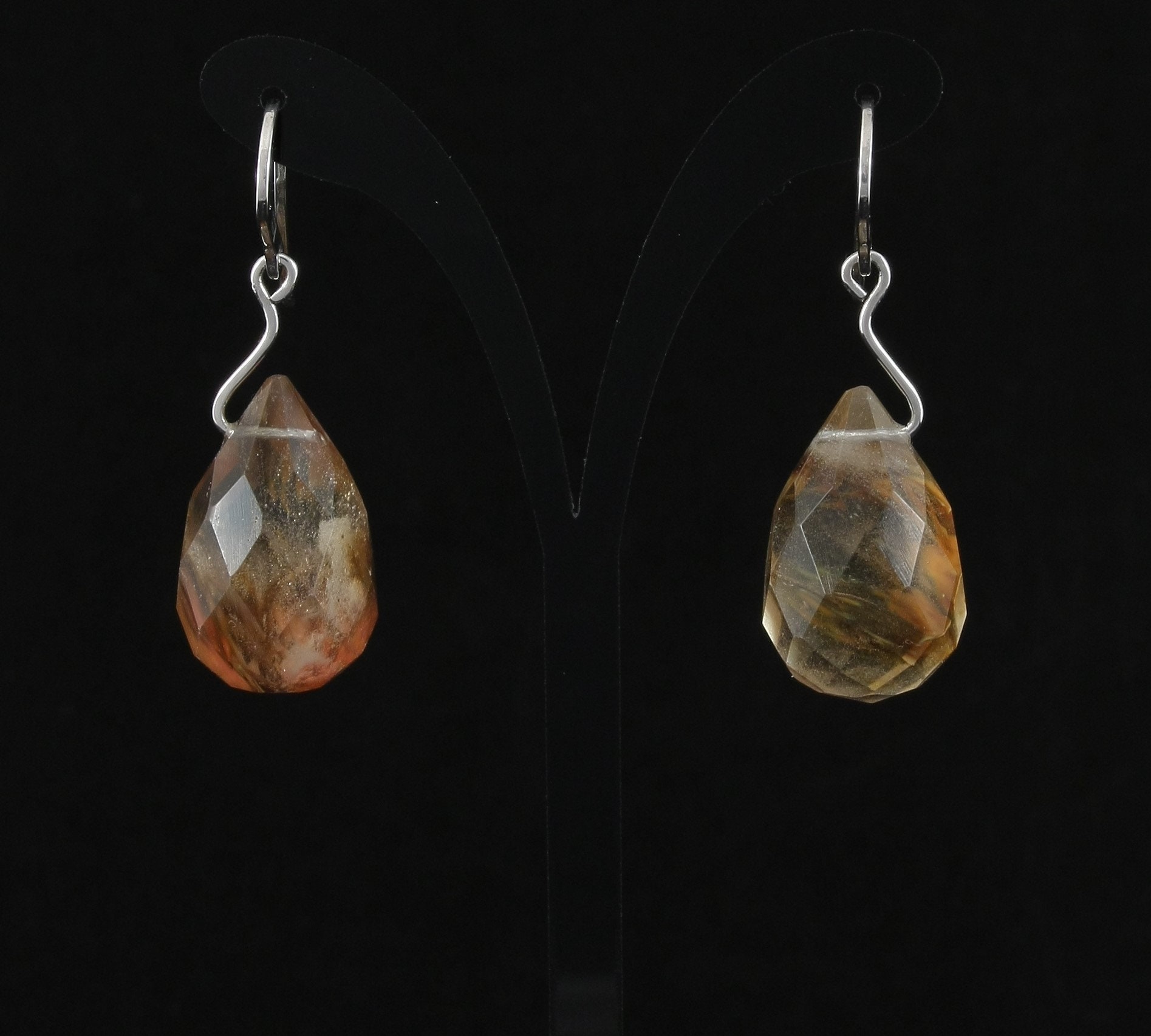 Silver Brown Gemstone Earrings / Plata Gema Marrón Pendientes Etsy UK