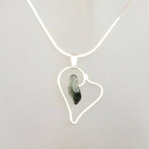 Green Quartz Sterling Silver Heart Pendant / Colgante Corazón Plata 1ª Ley y Cuarzo Verde