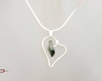 Green Quartz Sterling Silver Heart Pendant / Colgante Corazón Plata 1ª Ley y Cuarzo Verde