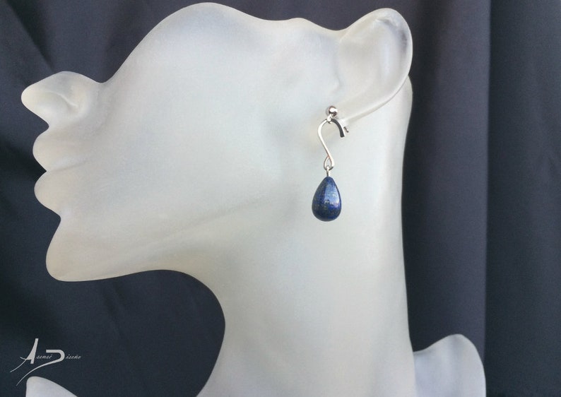 Lapis Lazuli Sterling Silver Earrings / Lapislazuli Plata Pendientes 画像 6