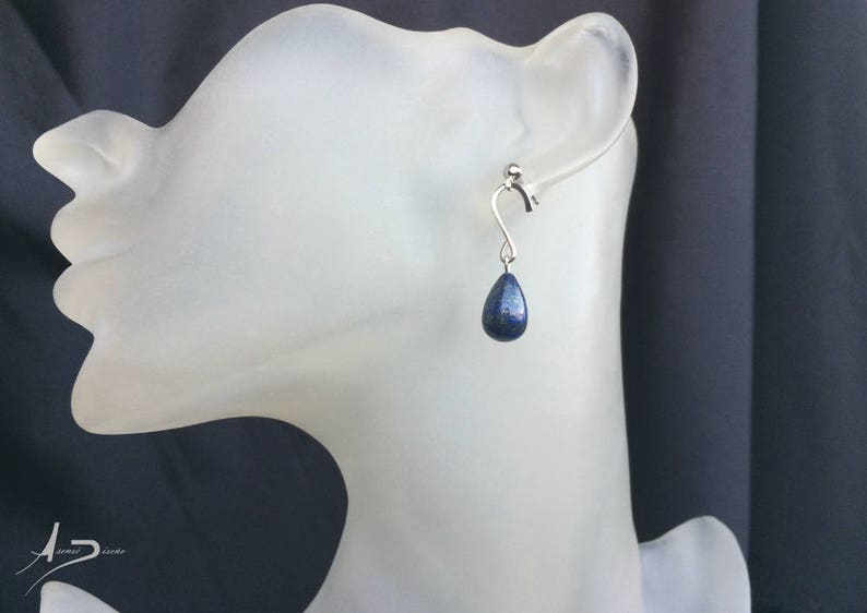 Lapis Lazuli Sterling Silver Earrings / Lapislazuli Plata Pendientes 画像 3