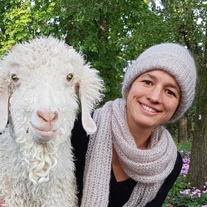 Bonnet bien chaud doublé et réversible laine mohair produite et tricotée en Bourgogne, couleurs au choix, bonnet doublé La Fée Mohair image 1