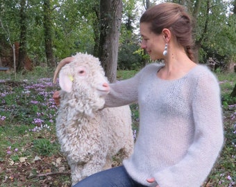 Pull en mohair - grand confort, laine mohair produite et tricotée en Bourgogne [pull toudoux] La Fée Mohair