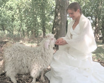 étole de mariage chaude - laine mohair produite et tricotée en Bourgogne [étole Babochka] La Fée Mohair