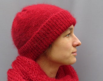 Bonnets chauds - laine mohair produite et tricotée en Bourgogne, couleurs au choix, [bonnet simple], La Fée Mohair