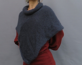 chauffes épaules ponchos - laine mohair produite et tricotée en Bourgogne, couleurs au choix, [poncho col] La Fée Mohair