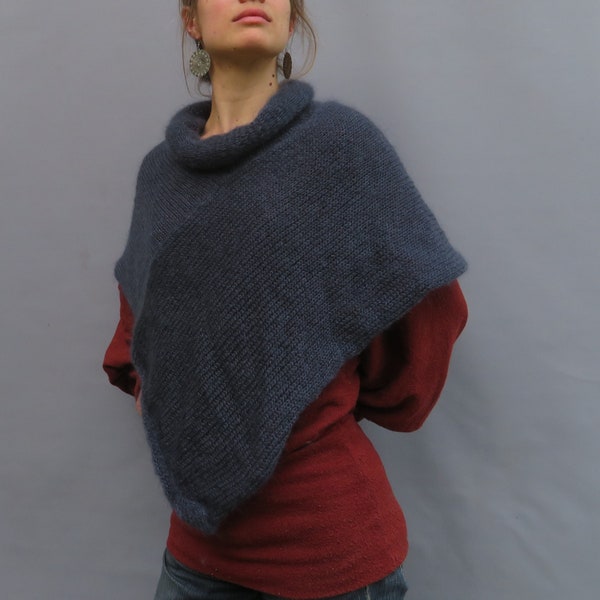 chauffes épaules ponchos - laine mohair produite et tricotée en Bourgogne, couleurs au choix, [poncho col] La Fée Mohair