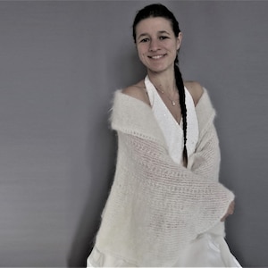 étole de mariage chaude laine mohair produite et tricotée en Bourgogne étole Babochka La Fée Mohair imagen 2