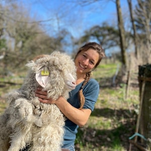 gomitoli di lana mohair di capre d'Angora prodotti in una fattoria della Borgogna, La Fée Mohair [filato di bozzolo]