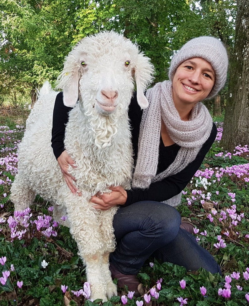 Bonnet bien chaud doublé et réversible laine mohair produite et tricotée en Bourgogne, couleurs au choix, bonnet doublé La Fée Mohair image 1