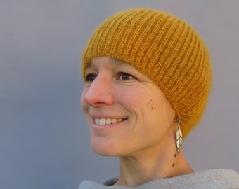 Bonnets chauds-laine mohair produite et tricotée en Bourgogne, couleurs au choix, [bonnet léger], La Fée Mohair