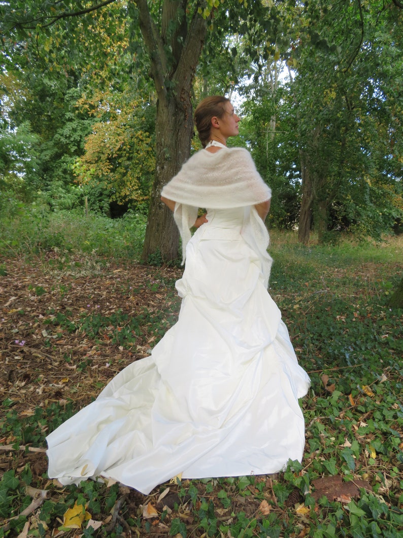 étole de mariage chaude laine mohair produite et tricotée en Bourgogne étole Babochka La Fée Mohair image 7