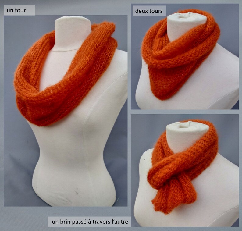 col doux et chauds-laine mohair produite et tricotée en Bourgogne, couleurs au choix, col double La Fée Mohair image 4