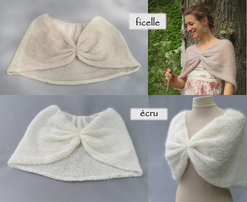 cape de mariage laine mohair produite et tricotée en Bourgogne cape Mésange La Fée Mohair image 9