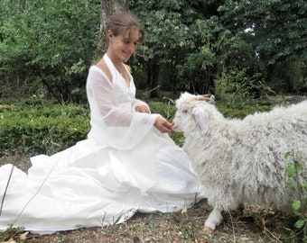 grande étole mariage - laine mohair produite et tricotée made in Bourgogne, [étole fine] La Fée Mohair