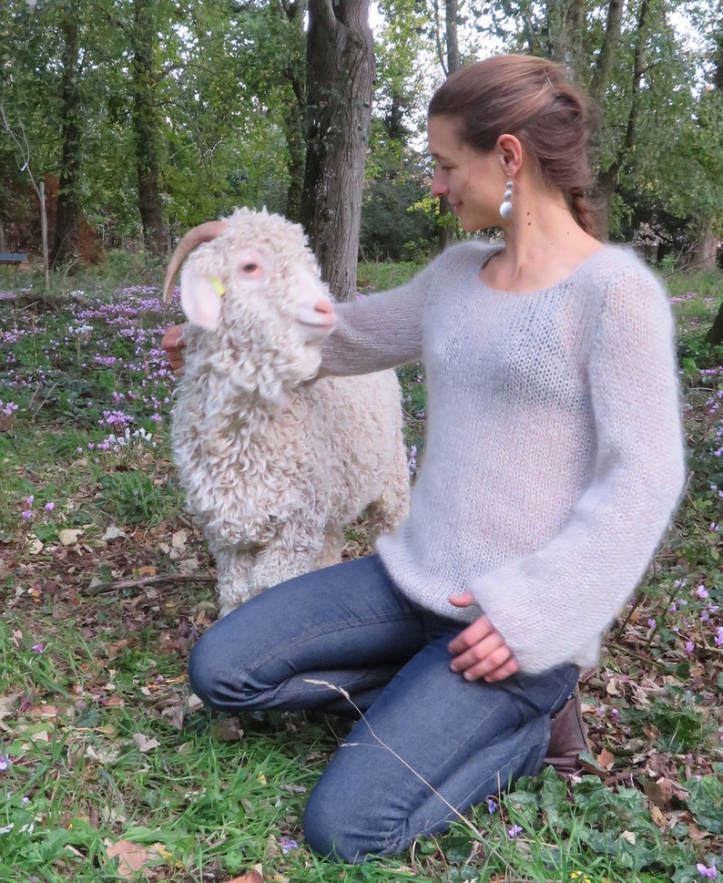 Pull en mohair grand confort, laine mohair produite et tricotée en Bourgogne pull toudoux La Fée Mohair image 1