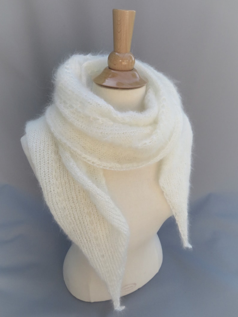 étole de mariage chaude laine mohair produite et tricotée en Bourgogne étole Babochka La Fée Mohair imagen 4