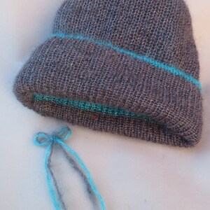 Bonnet bien chaud doublé et réversible laine mohair produite et tricotée en Bourgogne, couleurs au choix, bonnet doublé La Fée Mohair image 3