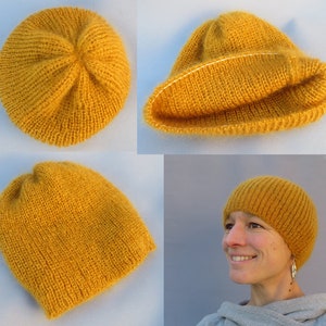 Bonnets chauds-laine mohair produite et tricotée en Bourgogne, couleurs au choix, bonnet léger, La Fée Mohair image 3
