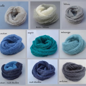 col doux et chauds-laine mohair produite et tricotée en Bourgogne, couleurs au choix, col double La Fée Mohair image 8