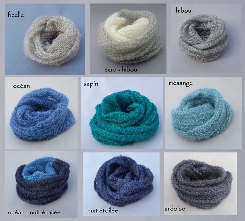 col doux et chauds-laine mohair produite et tricotée en Bourgogne, couleurs au choix, col double La Fée Mohair image 8