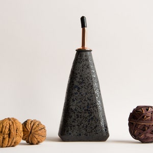 Olive Oil Dispenser Cruet Bottle Black Ceramic