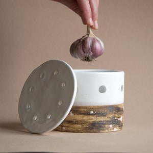 Garlic Keeper Storage Jar Ceramic Pottery Handmade