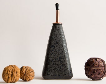 Olive Oil Dispenser Cruet Bottle Black Ceramic