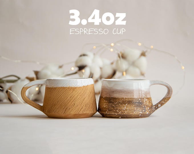 Personalized Espresso Cup or Mug: Ceramic Handmade Small Coffee Cups Couple Gift