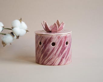 Hand Painted  Ceramic Garlic Keeper Pottery Handmade