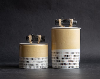 Ceramic Kitchen Storage Canister or Sugar bowl: Handmade Unique Present Gift