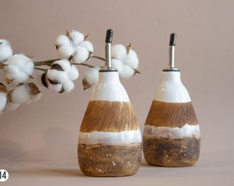 Ceramic Olive Oil Cruet Dispenser Bottle and Other Kitchen Tableware for Set or Gift