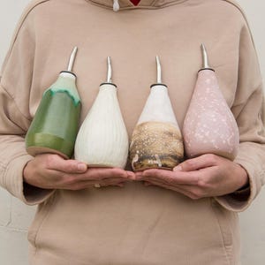 Ceramic Olive Oil Dispenser Bottle Cruet Handmade