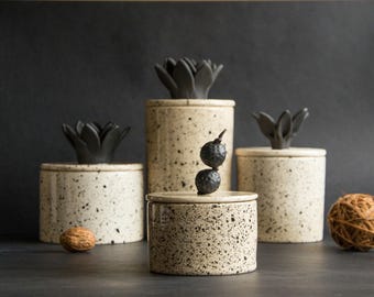 Sugar Bowl with Lid Ceramic Canister: Handmade Kitchen Gift Unique