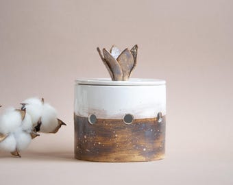 Garlic Keeper Storage Jar Ceramic: Pottery Handmade Rustic Wabi Sabi Kitchen Gift