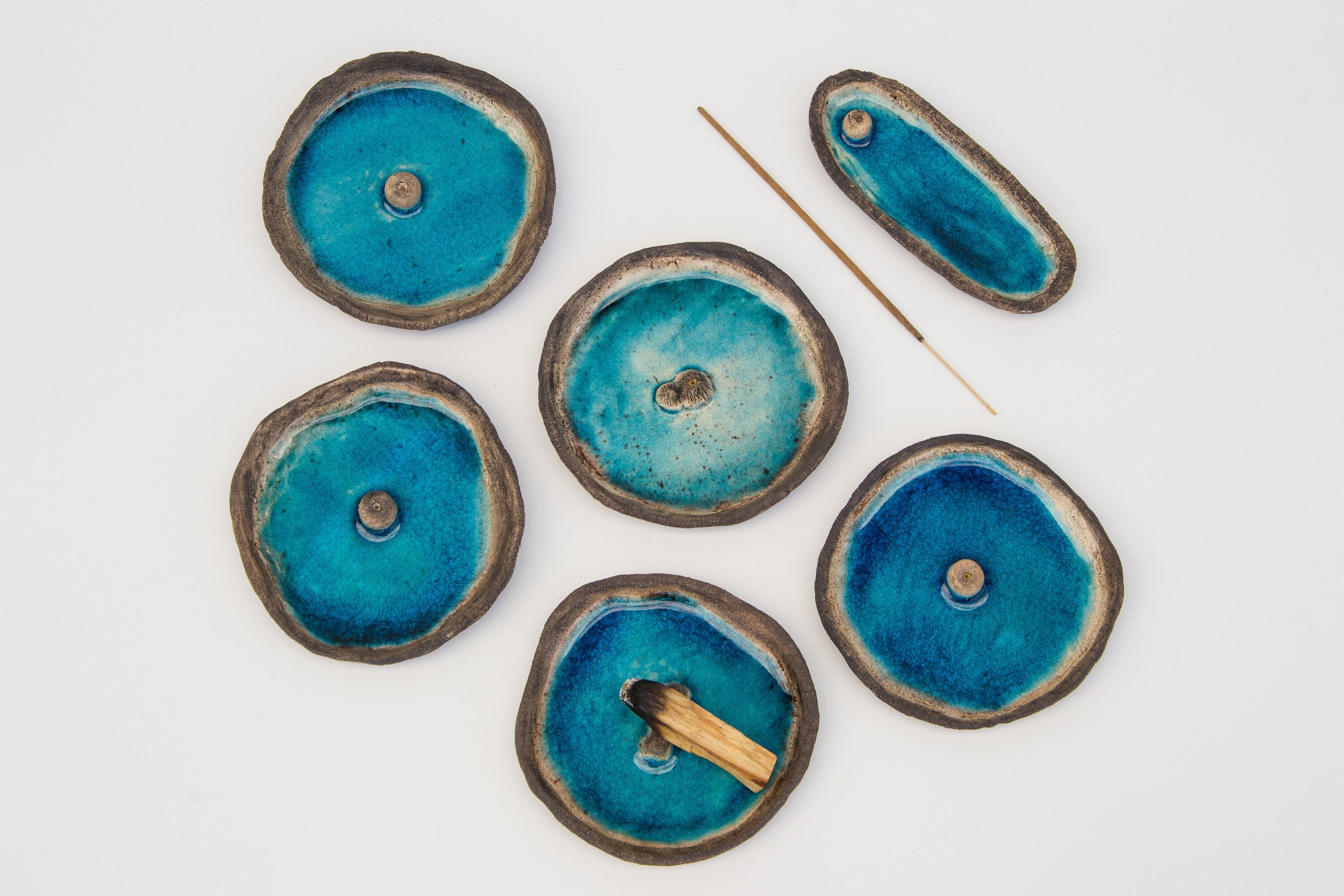 Incense Holder Ceramic for Sticks Blue Palo Santo Holder Etsy