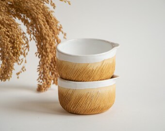 Set of 2 Handmade Ceramic Sauce bowls, Small Pottery Dipping Dishes or Aesthetic Soy Sauce Bowls are Cute Housewarming Gift