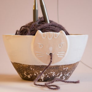 Yarn Bowl Cat Yarn Holder Pottery Cute Handmade Gifts for Knitters Crocheters Grandma Christmas gift Knitting Supplies Accessories image 6
